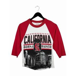Vintage Pro-Tag California "Born & Raised" 3/4 Sleeve Raglan T-Shirt Made USA XS